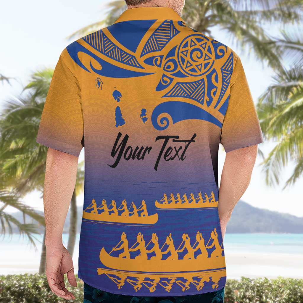 Personalised Hawaiki Nui Va'a French Polynesian Pattern Hawaiian Shirt Sunset Color LT03 - Polynesian Pride