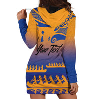 Personalised Hawaiki Nui Va'a French Polynesian Pattern Hoodie Dress Sunset Color LT03 - Polynesian Pride
