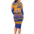 Personalised Hawaiki Nui Va'a French Polynesian Pattern Long Sleeve Bodycon Dress Sunset Color