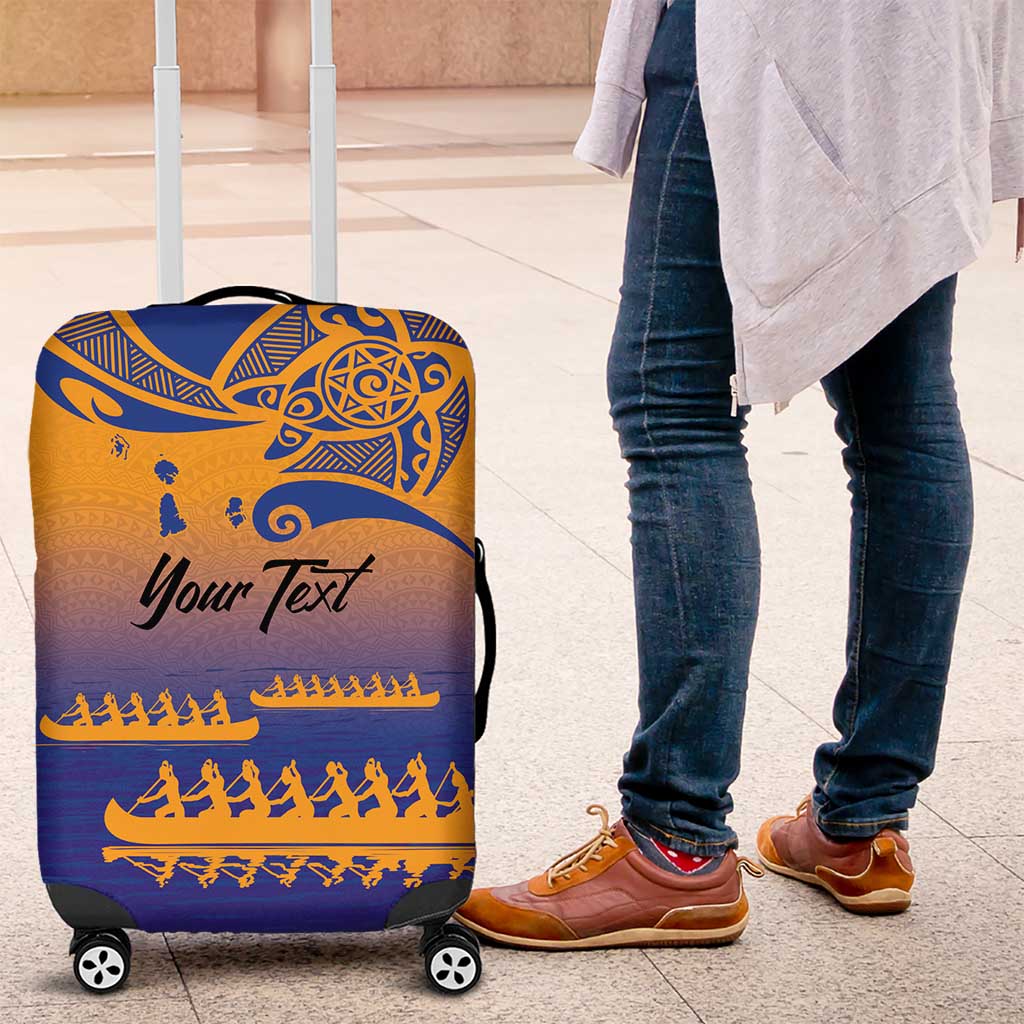 Personalised Hawaiki Nui Va'a French Polynesian Pattern Luggage Cover Sunset Color