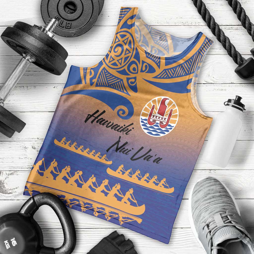 Personalised Hawaiki Nui Va'a French Polynesian Pattern Men Tank Top Sunset Color LT03 - Polynesian Pride