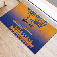 Personalised Hawaiki Nui Va'a French Polynesian Pattern Rubber Doormat Sunset Color LT03 - Polynesian Pride