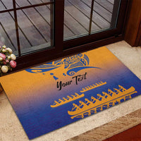 Personalised Hawaiki Nui Va'a French Polynesian Pattern Rubber Doormat Sunset Color LT03 - Polynesian Pride