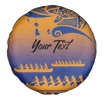 Personalised Hawaiki Nui Va'a French Polynesian Pattern Spare Tire Cover Sunset Color LT03 - Polynesian Pride