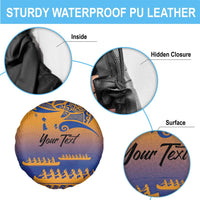 Personalised Hawaiki Nui Va'a French Polynesian Pattern Spare Tire Cover Sunset Color LT03 - Polynesian Pride