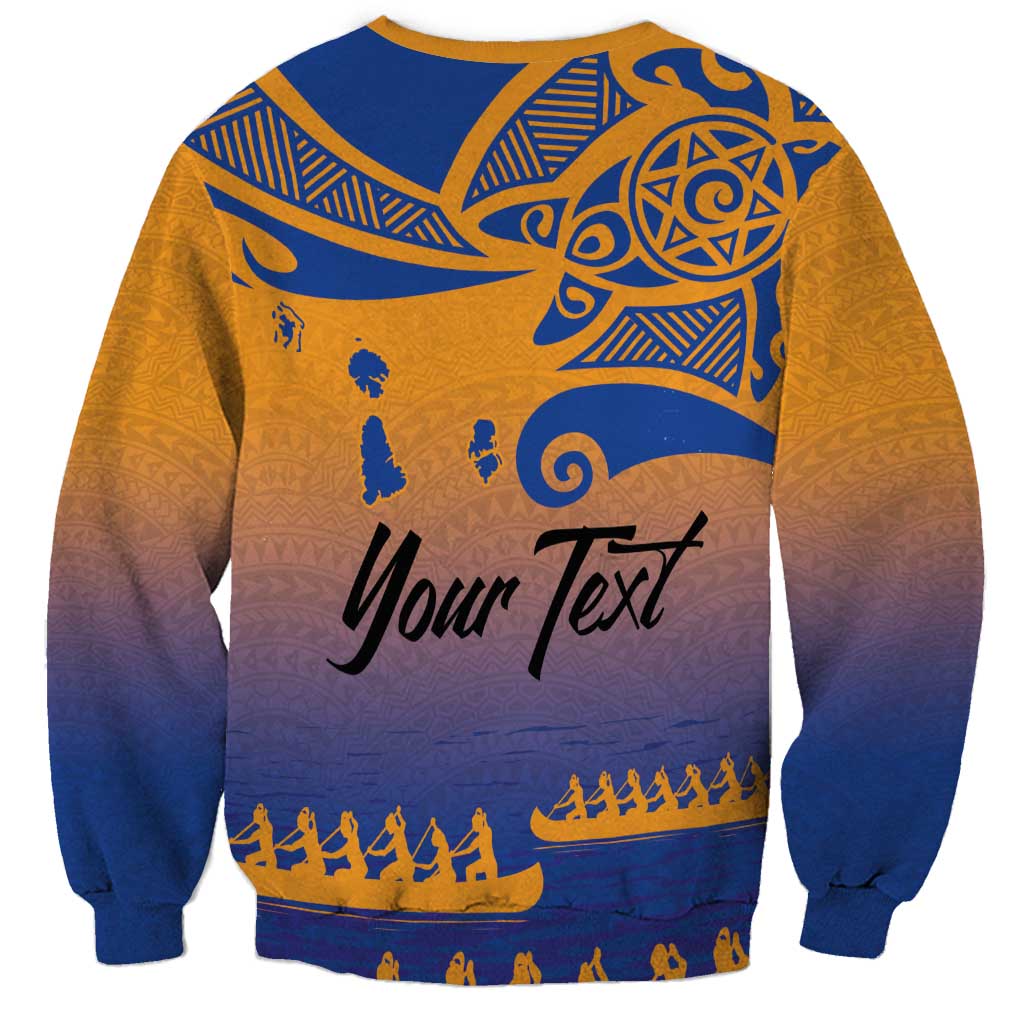 Personalised Hawaiki Nui Va'a French Polynesian Pattern Sweatshirt Sunset Color LT03 - Polynesian Pride