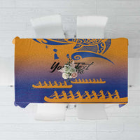 Personalised Hawaiki Nui Va'a French Polynesian Pattern Tablecloth Sunset Color LT03 Yellow - Polynesian Pride