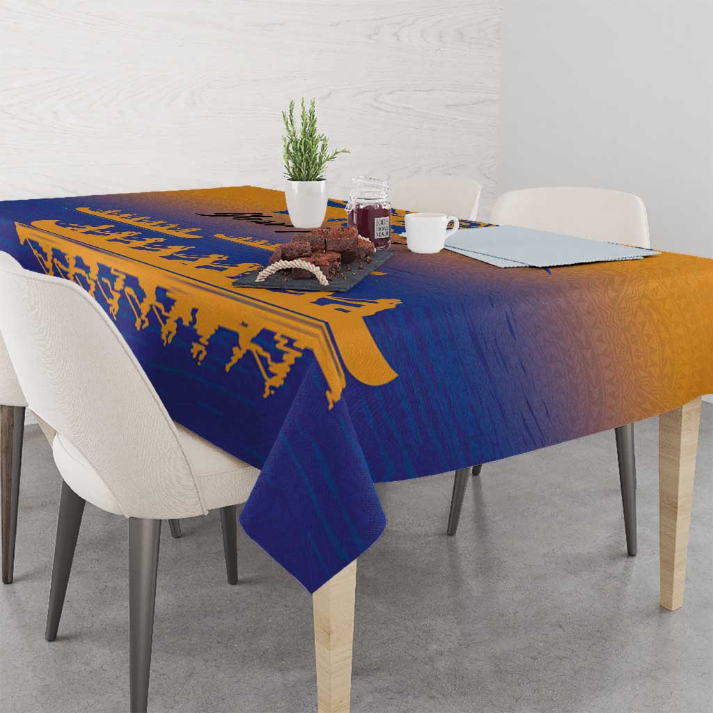 Personalised Hawaiki Nui Va'a French Polynesian Pattern Tablecloth Sunset Color LT03 - Polynesian Pride