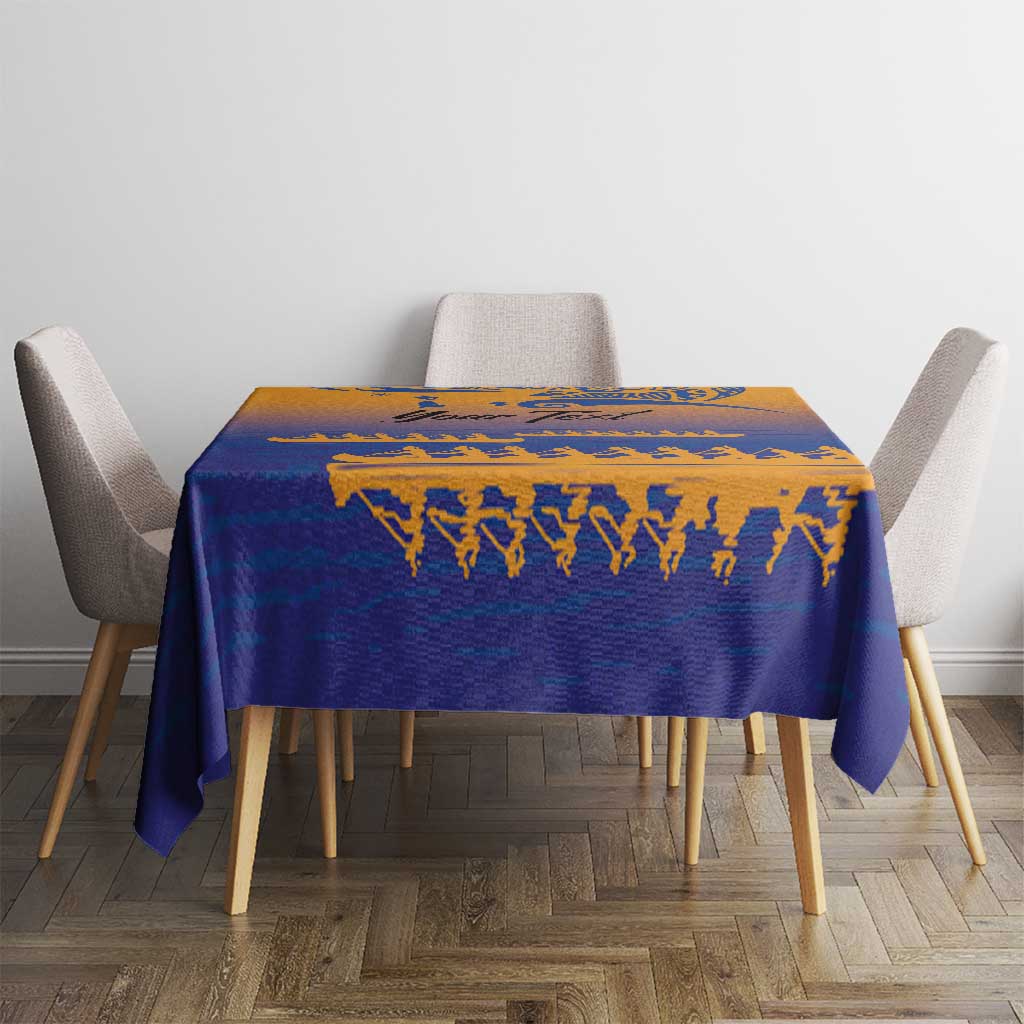 Personalised Hawaiki Nui Va'a French Polynesian Pattern Tablecloth Sunset Color LT03 - Polynesian Pride