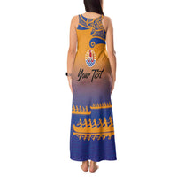 Personalised Hawaiki Nui Va'a French Polynesian Pattern Tank Maxi Dress Sunset Color LT03 - Polynesian Pride