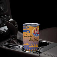 Personalised Hawaiki Nui Va'a French Polynesian Pattern Tumbler Cup Sunset Color LT03 - Polynesian Pride