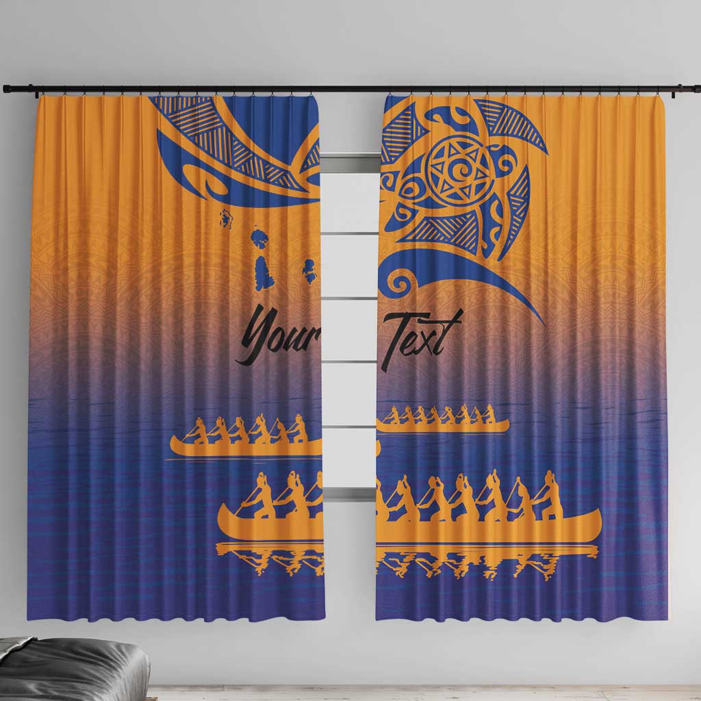 Personalised Hawaiki Nui Va'a French Polynesian Pattern Window Curtain Sunset Color