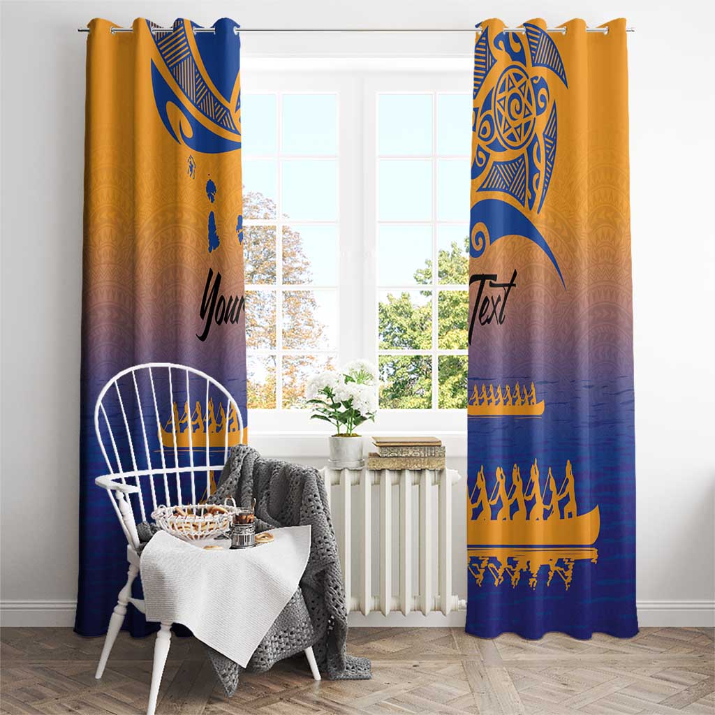 Personalised Hawaiki Nui Va'a French Polynesian Pattern Window Curtain Sunset Color LT03 - Polynesian Pride