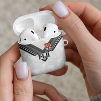 Rugby Fiji AirPods Case Fijian Masi Tribal Sporty Style White Color - Polynesian Pride