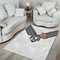 Rugby Fiji Area Rug Fijian Masi Tribal Sporty Style White Color - Polynesian Pride