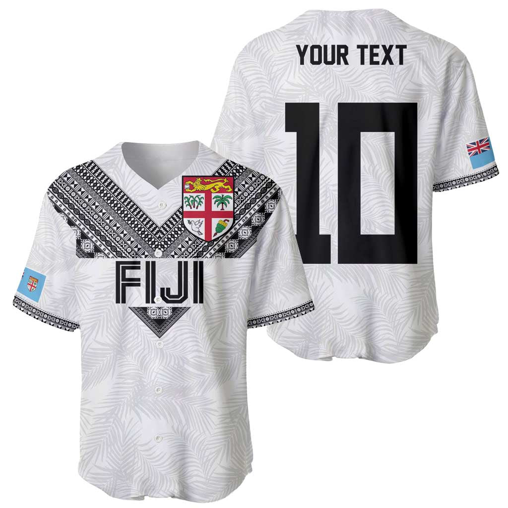 Custom Rugby Fiji Baseball Jersey Fijian Masi Tribal Sporty Style White Color - Polynesian Pride