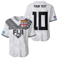 Custom Rugby Fiji Baseball Jersey Fijian Masi Tribal Sporty Style White Color - Polynesian Pride