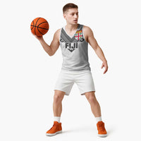 Custom Rugby Fiji Basketball Jersey Fijian Masi Tribal Sporty Style White Color - Polynesian Pride