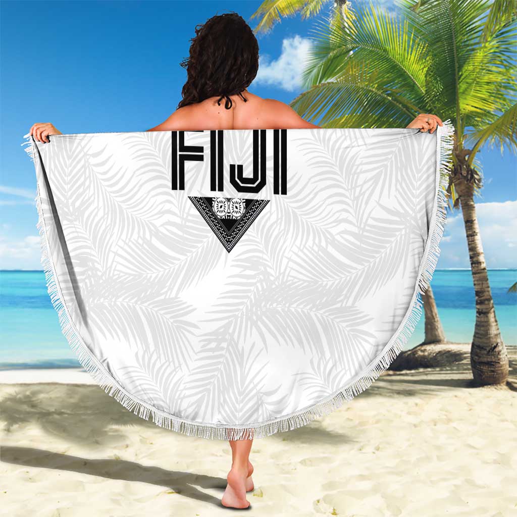 Rugby Fiji Beach Blanket Fijian Masi Tribal Sporty Style White Color - Polynesian Pride
