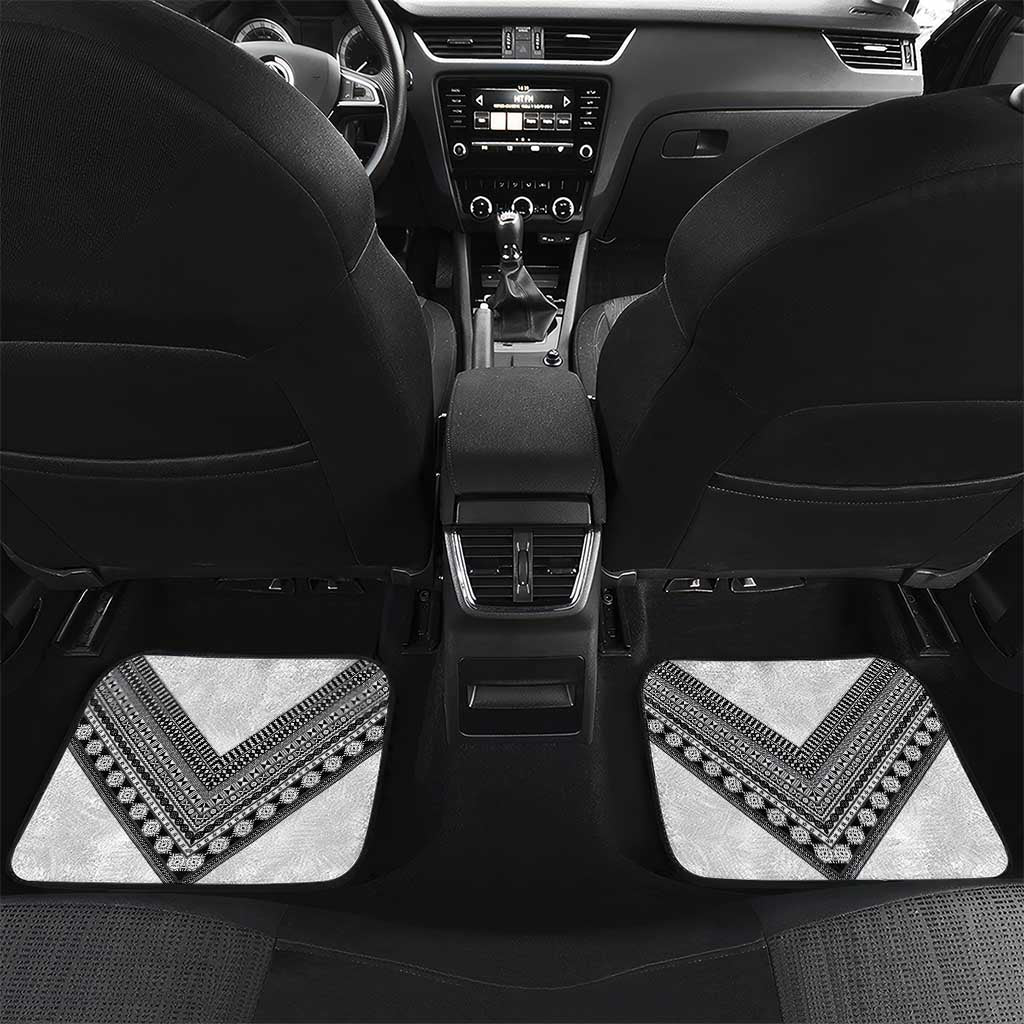 Rugby Fiji Car Mats Fijian Masi Tribal Sporty Style White Color - Polynesian Pride