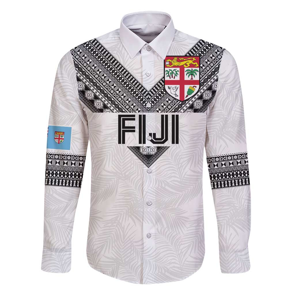 Custom Rugby Fiji Family Matching Long Sleeve Bodycon Dress and Hawaiian Shirt Fijian Masi Tribal Sporty Style White Color - Polynesian Pride