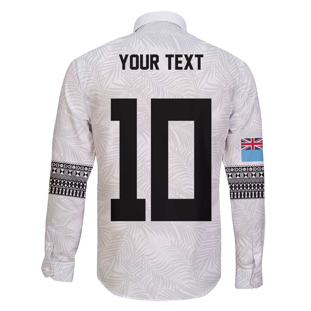 Custom Rugby Fiji Family Matching Long Sleeve Bodycon Dress and Hawaiian Shirt Fijian Masi Tribal Sporty Style White Color - Polynesian Pride