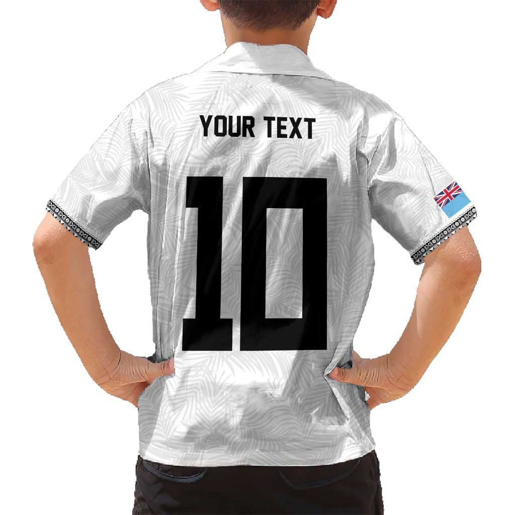 Custom Rugby Fiji Family Matching Off Shoulder Short Dress and Hawaiian Shirt Fijian Masi Tribal Sporty Style White Color - Polynesian Pride