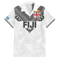 Custom Rugby Fiji Family Matching Puletasi and Hawaiian Shirt Fijian Masi Tribal Sporty Style White Color - Polynesian Pride