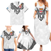 Custom Rugby Fiji Family Matching Summer Maxi Dress and Hawaiian Shirt Fijian Masi Tribal Sporty Style White Color - Polynesian Pride