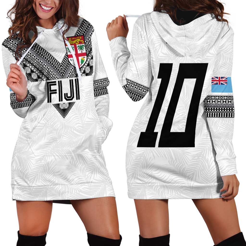 Custom Rugby Fiji Hoodie Dress Fijian Masi Tribal Sporty Style White Color - Polynesian Pride