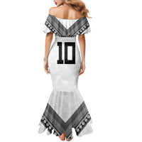 Custom Rugby Fiji Mermaid Dress Fijian Masi Tribal Sporty Style White Color - Polynesian Pride