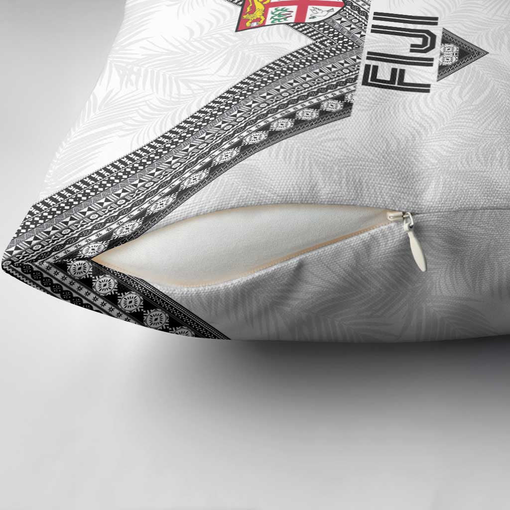 Rugby Fiji Pillow Cover Fijian Masi Tribal Sporty Style White Color - Polynesian Pride