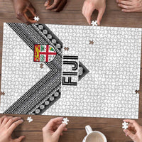 Rugby Fiji Puzzle Fijian Masi Tribal Sporty Style White Color - Polynesian Pride