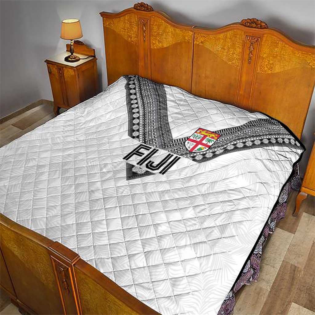 Rugby Fiji Quilt Fijian Masi Tribal Sporty Style White Color - Polynesian Pride
