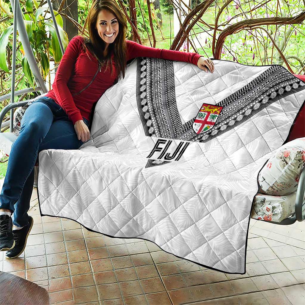 Rugby Fiji Quilt Fijian Masi Tribal Sporty Style White Color - Polynesian Pride