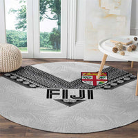Rugby Fiji Round Carpet Fijian Masi Tribal Sporty Style White Color - Polynesian Pride