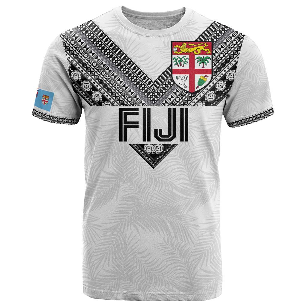 Custom Rugby Fiji T Shirt Fijian Masi Tribal Sporty Style White Color - Polynesian Pride