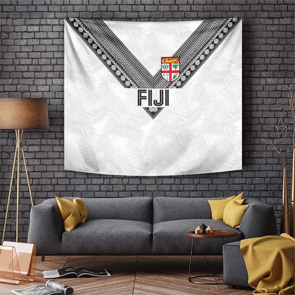 Rugby Fiji Tapestry Fijian Masi Tribal Sporty Style White Color - Polynesian Pride