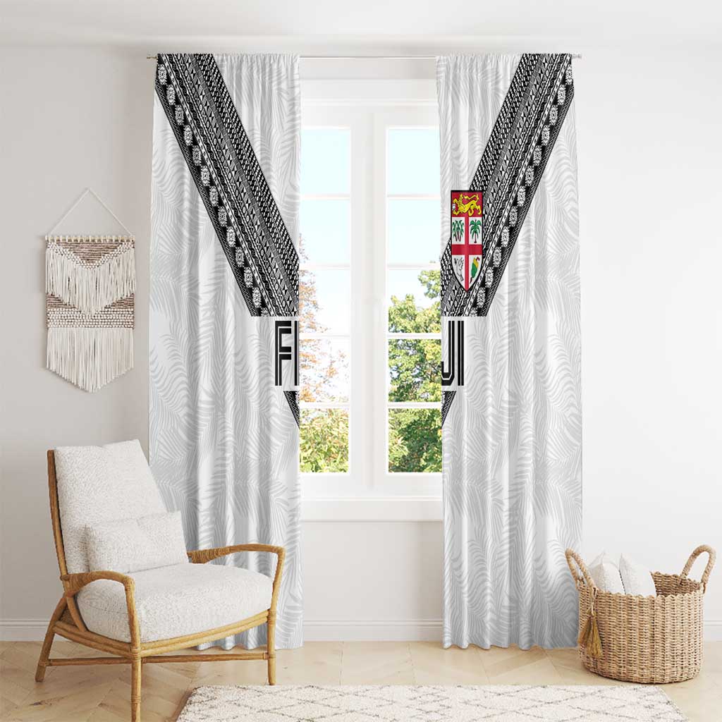Rugby Fiji Window Curtain Fijian Masi Tribal Sporty Style White Color - Polynesian Pride
