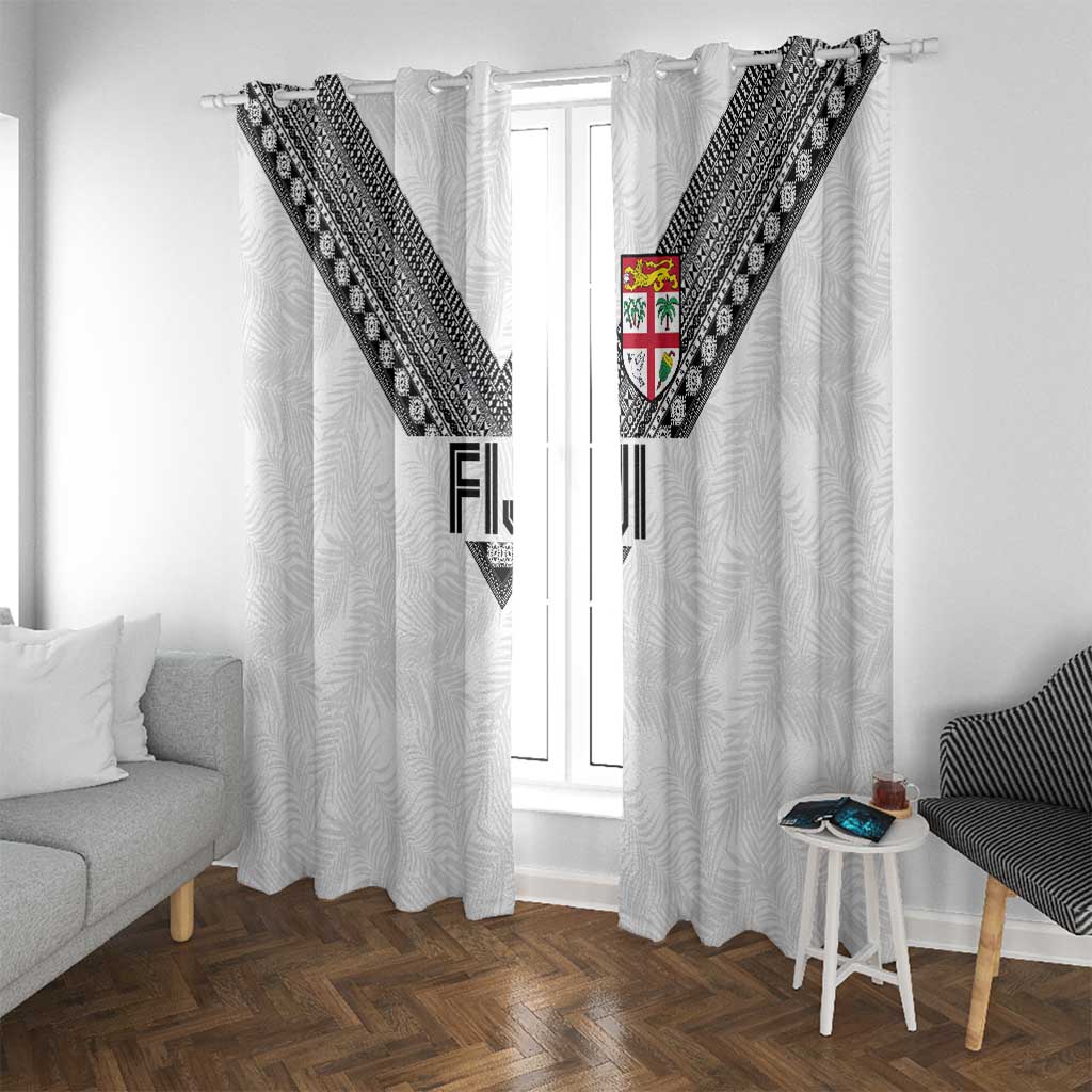 Rugby Fiji Window Curtain Fijian Masi Tribal Sporty Style White Color - Polynesian Pride