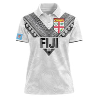 Custom Rugby Fiji Women Polo Shirt Fijian Masi Tribal Sporty Style White Color - Polynesian Pride