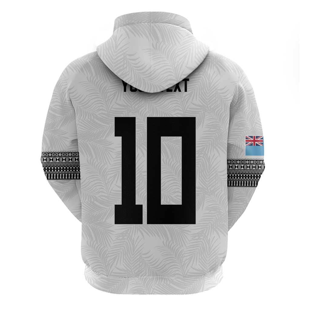 Custom Rugby Fiji Zip Hoodie Fijian Masi Tribal Sporty Style White Color - Polynesian Pride