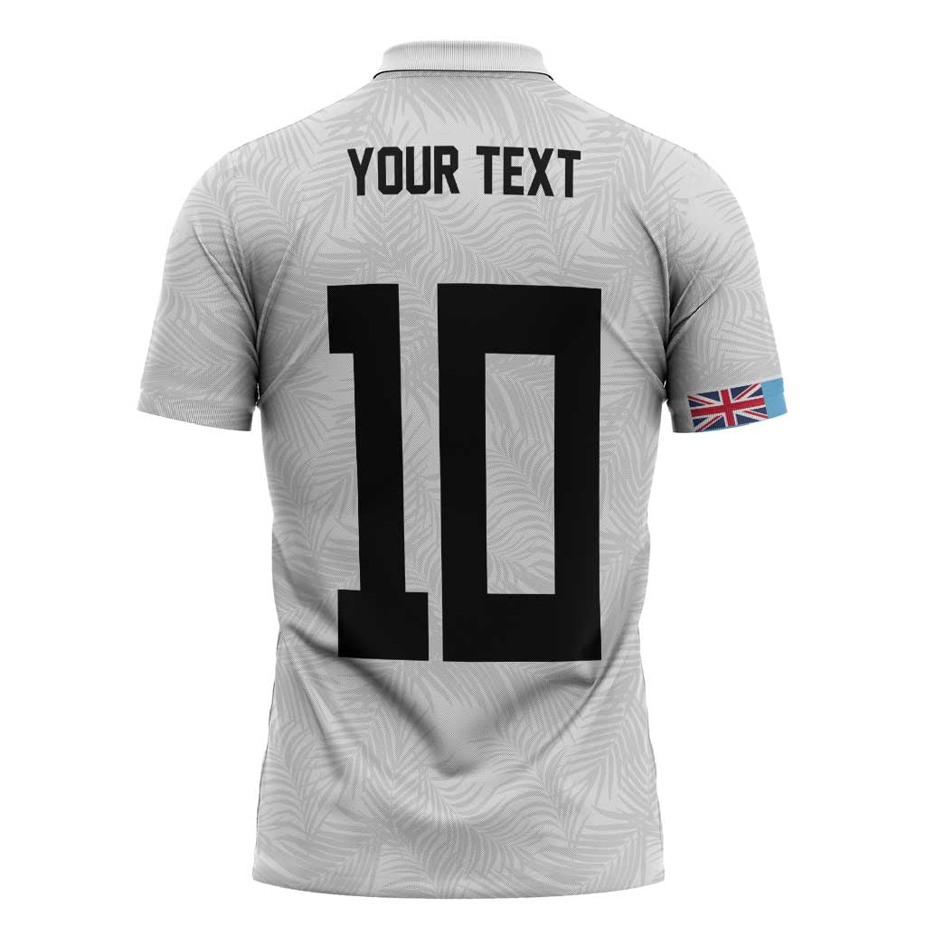 Custom Rugby Fiji Zipper Polo Shirt Fijian Masi Tribal Sporty Style White Color - Polynesian Pride