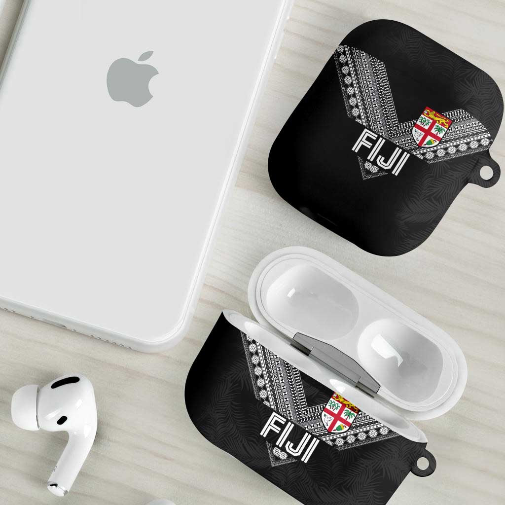 Rugby Fiji AirPods Case Fijian Masi Tribal Sporty Style Black Color - Polynesian Pride