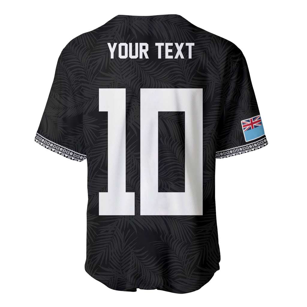 Custom Rugby Fiji Baseball Jersey Fijian Masi Tribal Sporty Style Black Color - Polynesian Pride