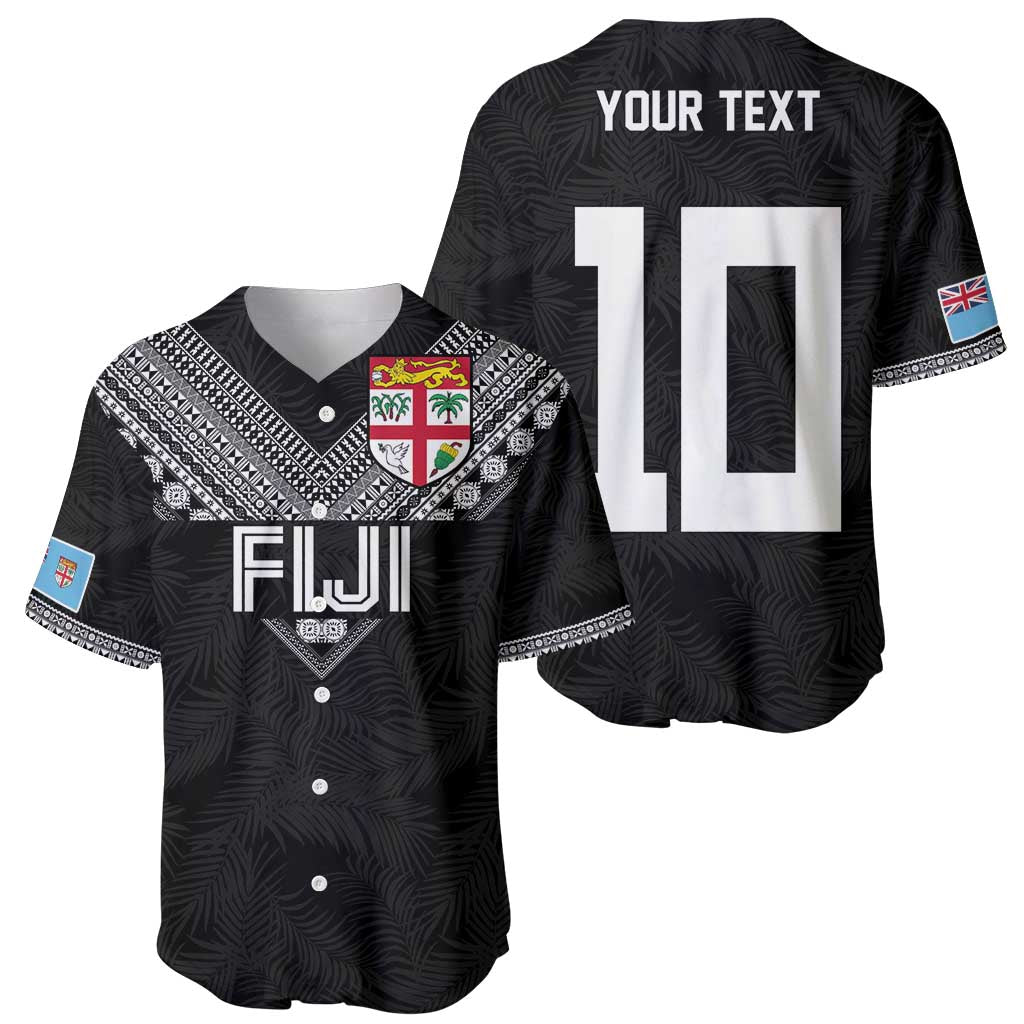 Custom Rugby Fiji Baseball Jersey Fijian Masi Tribal Sporty Style Black Color - Polynesian Pride