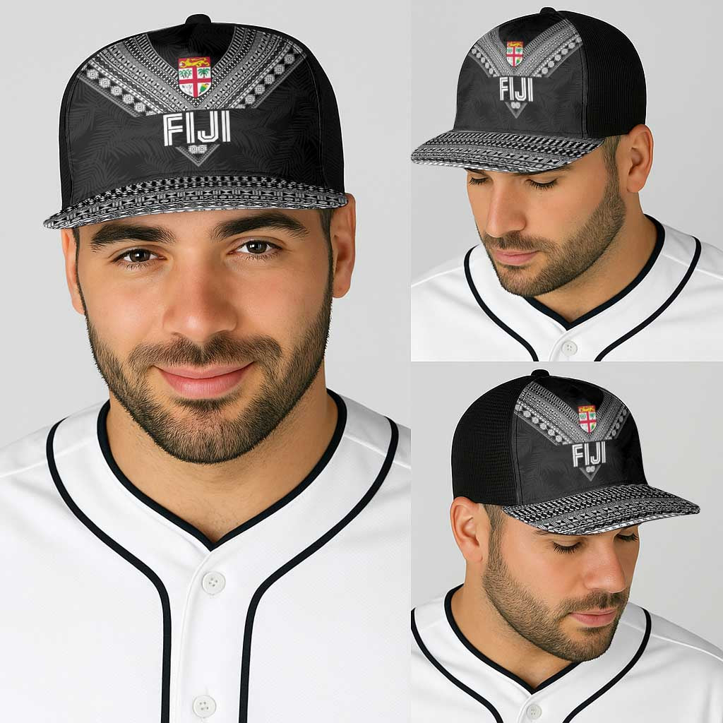Rugby Fiji Baseball Net Cap Fijian Masi Tribal Sporty Style Black Color - Polynesian Pride