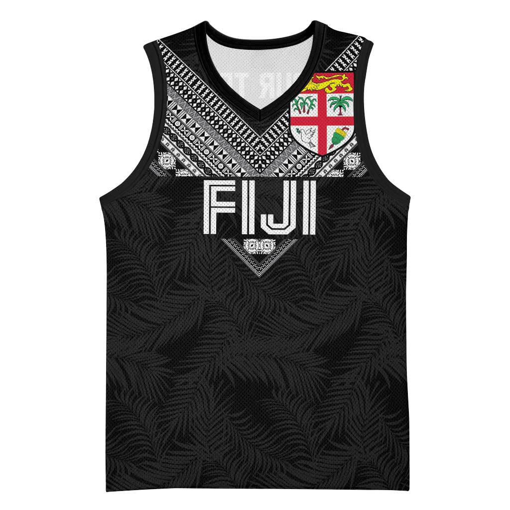 Custom Rugby Fiji Basketball Jersey Fijian Masi Tribal Sporty Style Black Color - Polynesian Pride