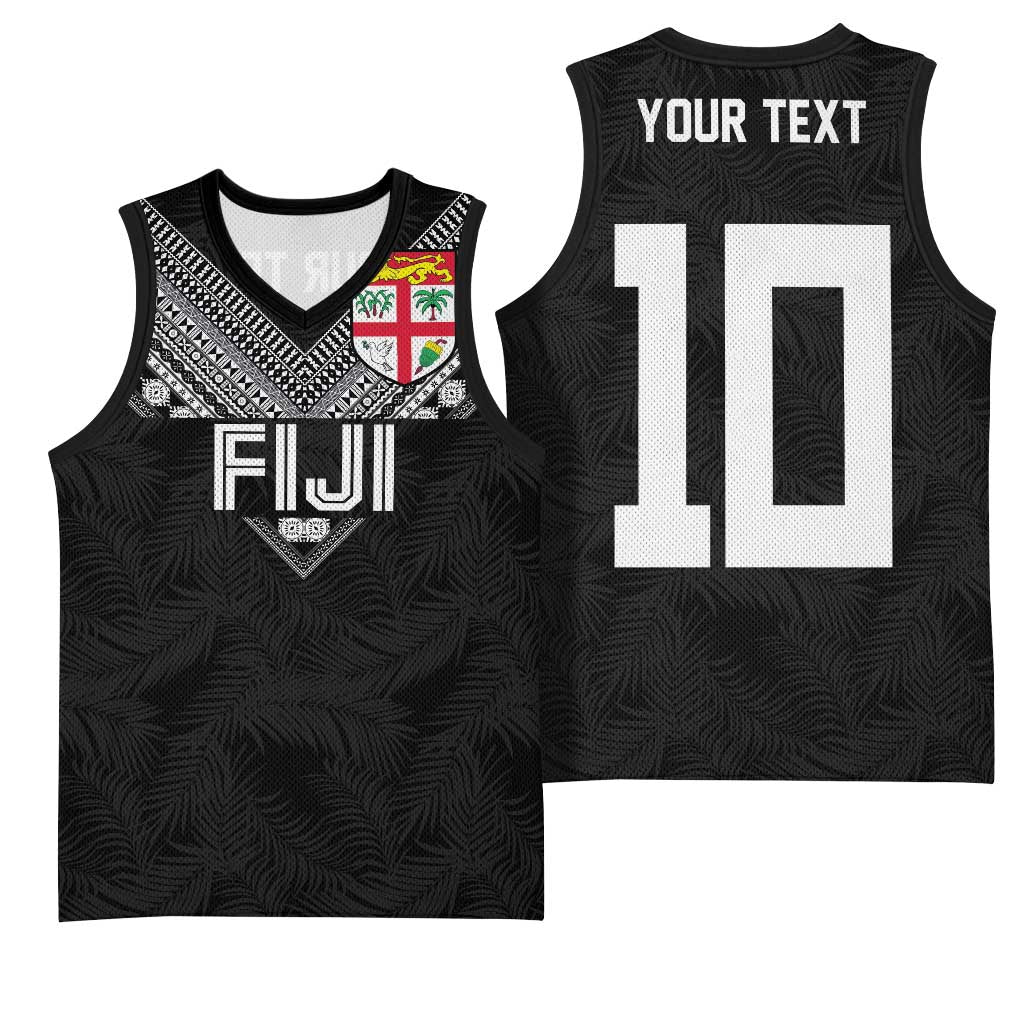 Custom Rugby Fiji Basketball Jersey Fijian Masi Tribal Sporty Style Black Color - Polynesian Pride
