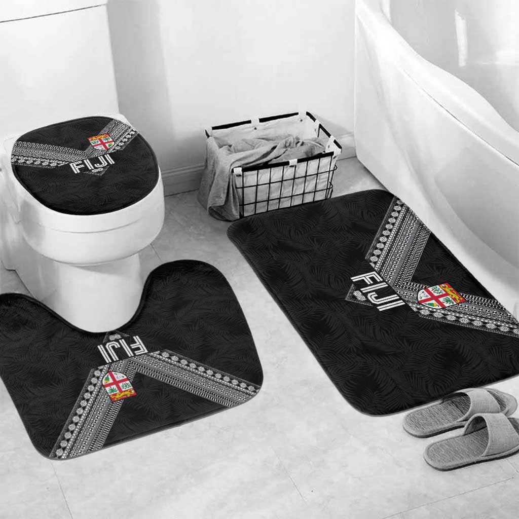 Rugby Fiji Bathroom Set Fijian Masi Tribal Sporty Style Black Color - Polynesian Pride
